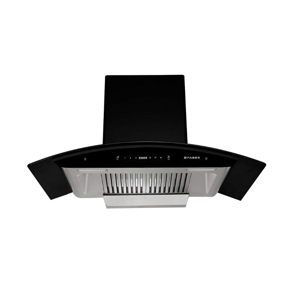 Faber 90 cm 1500 mhr Auto-Clean curved glass Kitchen Chimney HOOD PRIMUS PLUS ENERGY TC SC HC BK-N 90 2 Baffle Filters Touch Control Black