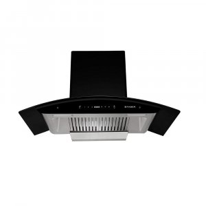 Image of Faber 90 cm 1500 m³/hr Auto-Clean curved glass Kitchen Chimney (HOOD PRIMUS PLUS ENERGY TC SC HC BK-N 90, 2 Baffle Filters, Touch Control, Black)