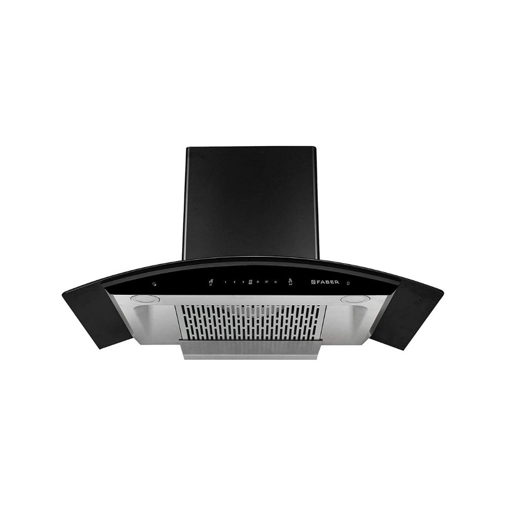 Faber 90 cm 1200 mhr Auto-Clean curved glass Kitchen Chimney HOOD SUNNY HC SC BK 90 Filterless technology  Touch Control