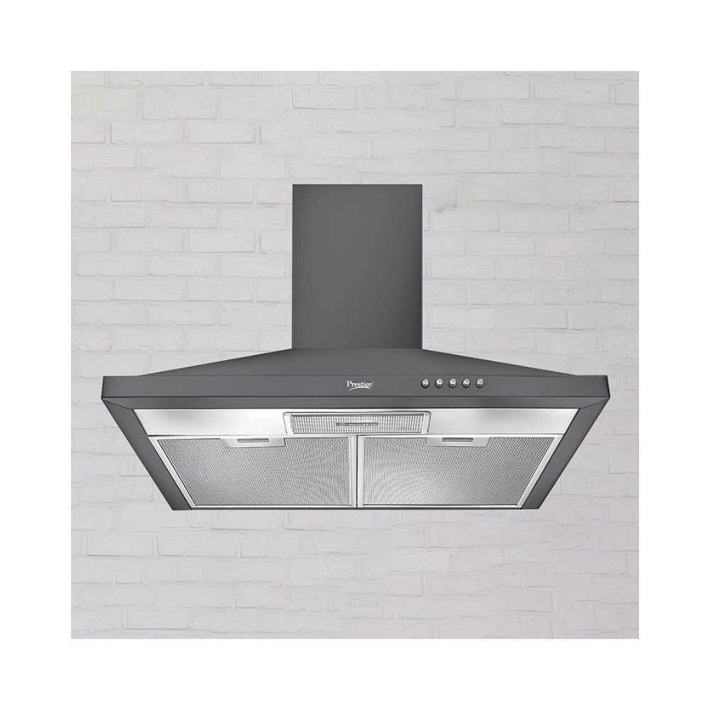 Prestige Clara 600 Glass Kitchen Hood with Powder Coated Body and Aluminium Filter 800m3HR Black