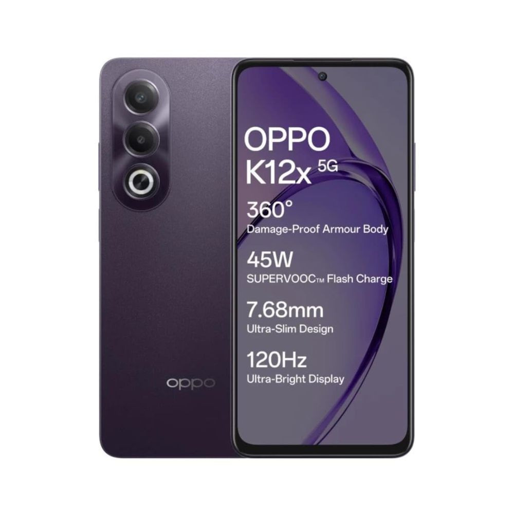 Oppo K12x 5G with 45W SUPERVOOC Charger in-The-Box Midnight Voilet 128 GB 6 GB RAM