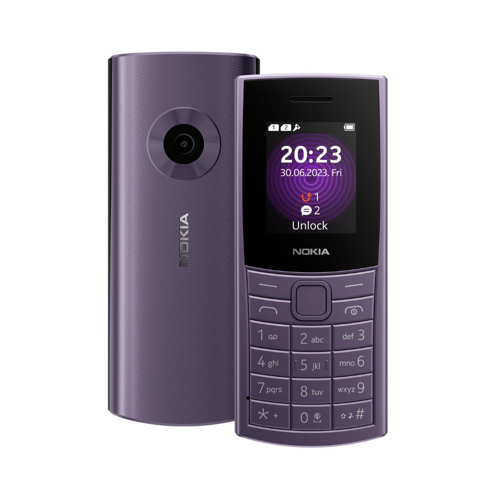 Nokia 110 4G with 4G Camera Bluetooth FM Radio MP3 Player MicroSD Long-Lasting Battery and pre-Loaded Games  1 Year Replacement Guarantee  Artic Purple