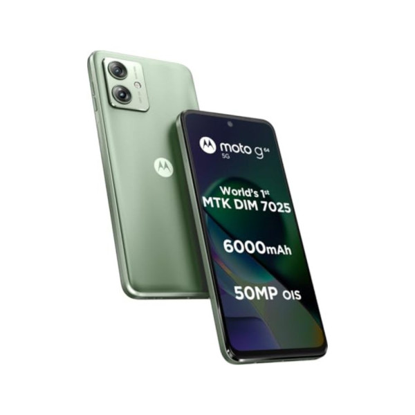 Image of Motorola G64 5G (Mint Green, 12GB RAM, 256GB Storage) | Expandable Upto 2TB | Upto 24GB RAM with RAM Boost | 50MP (OIS) + 8MP | 16MP Front Camera | MediaTek Dimensity 7025 Processor | 6000 mAh Battery