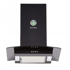 Image of Faber 60 cm 1000 m³/HR Curved Glass Kitchen Chimney (HOOD PRETTY PLUS PRO BK PB LTW 60, 1 Baffle Filter, Black)