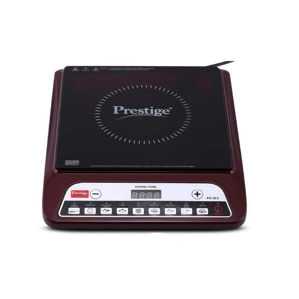 Prestige PIC 200 Maroon Induction CooktopMaroon Black Push Button
