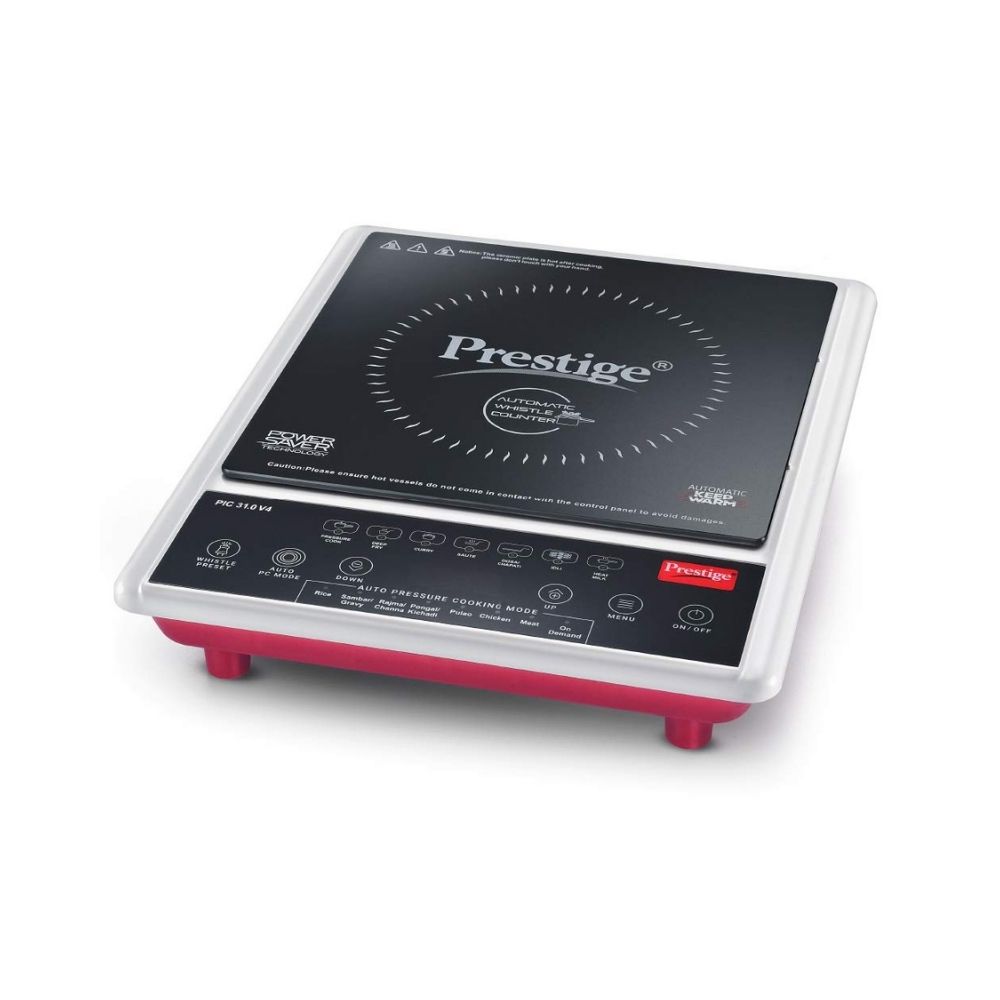 Prestige PIC 310 V4 Induction CooktopWhite Black Maroon Push Button