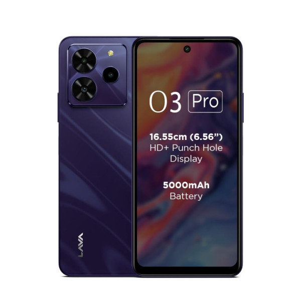 Image of Lava O3 Pro (Glossy Purple, 4 GB RAM, 128 GB Storage)| Bigger 6.56" HD+ Display | 50 MP AI Triple Rear Camera | 8 MP Front Camera| 5000 mAh Battery | 10W Charging | Charger in Box