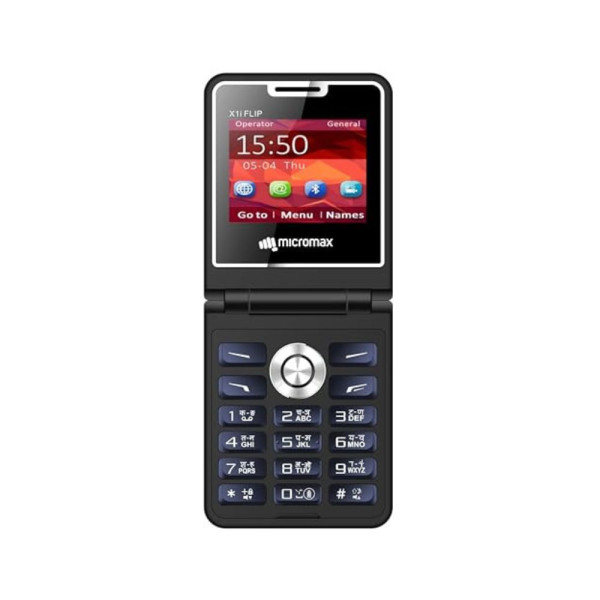Image of Micromax All-New X1i Flip keypad Phone with Dual SIM | Big 2.4" Display | TypeC USB Port | Wireless FM | Auto Call Recording | Black Blue |