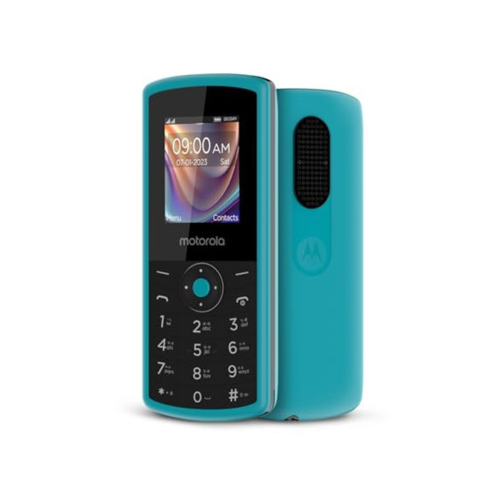 Motorola All-New A10 Dual Sim keypad Phone with Voice Feature 2 Years Replacement Wireless FM Bluetooth Connectivity Auto Call Recording Teal Blue