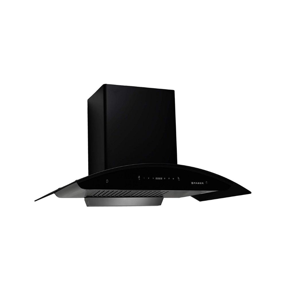 Faber 90 cm 1500 mhr Auto-Clean curved glass Kitchen Chimney HOOD PRIMUS PLUS ENERGY TC SC HC BK-N 90 2 Baffle Filters Touch Control Black