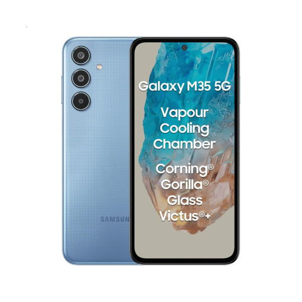 Image of Samsung Galaxy M35 5G (Daybreak Blue,8GB RAM,256GB Storage)| Corning Gorilla Glass Victus+| AnTuTu Score 595K+ | Vapour Cooling Chamber | 6000mAh Battery | 120Hz Super AMOLED Display| Without Charger