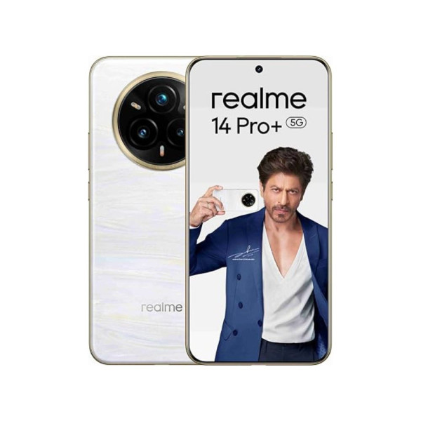 Image of realme 14 Pro+ 5G (Pearl White, 12GB RAM, 256GB Storage)| 6.83" Curved AMOLED Display | 50MP Sony IMX896 OIS + 50MP Periscope Rear Cam | 6000mAh Battery | Snapdragon 7s Gen 3 Processor | 80W SUPERVOOC