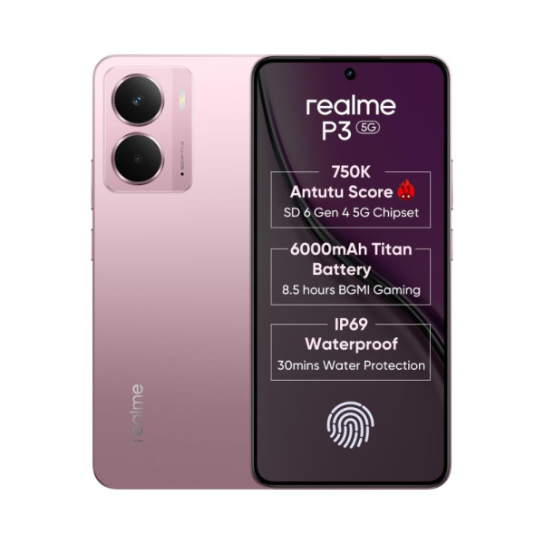 Image of realme P3 5G with 6.67″ FHD+ 120Hz AMOLED Display (8 GB RAM, 128 GB ROM) Nebula Pink