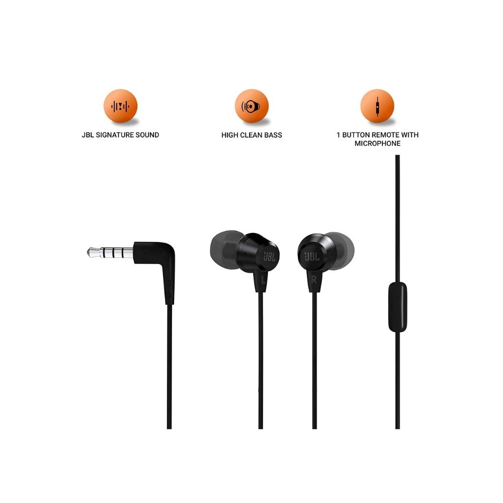 JBL C50HI Wired in Ear Earphones with Mic Black