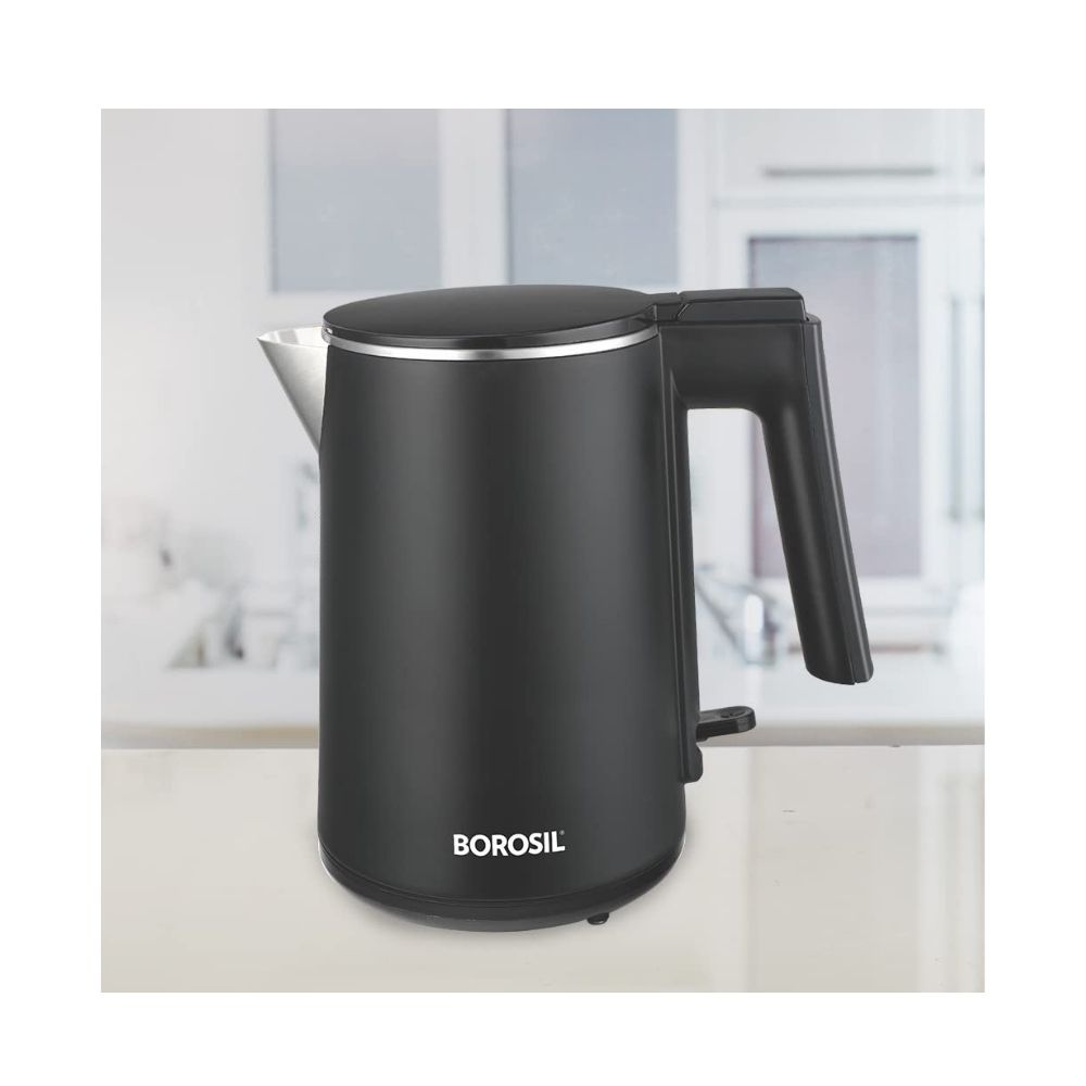 Borosil Cooltouch Electric Kettle Stainless Steel Inner Body Boil Water For Tea Coffee Soup 1 L