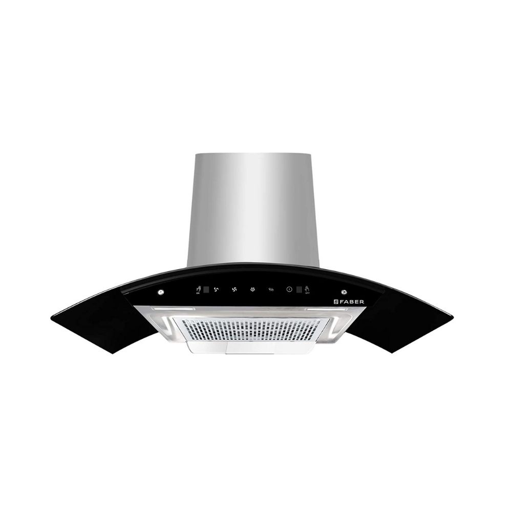 Faber 90 cm 1200 mhr Auto-Clean curved glass Kitchen Chimney HOOD ORIENT XPRESS HC SC SS 90 Filterless technology Touch Control