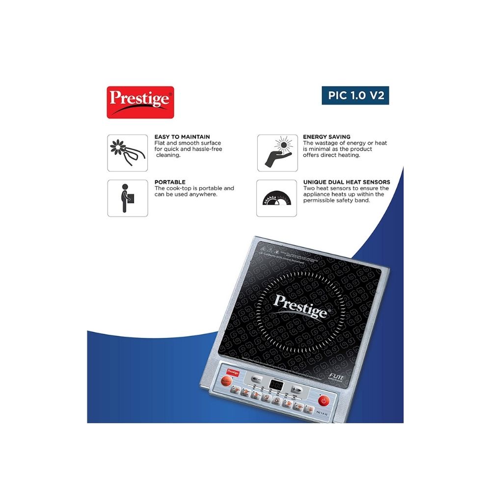 Prestige PIC 10 V2 Induction Cook TopWhite Touch Panel