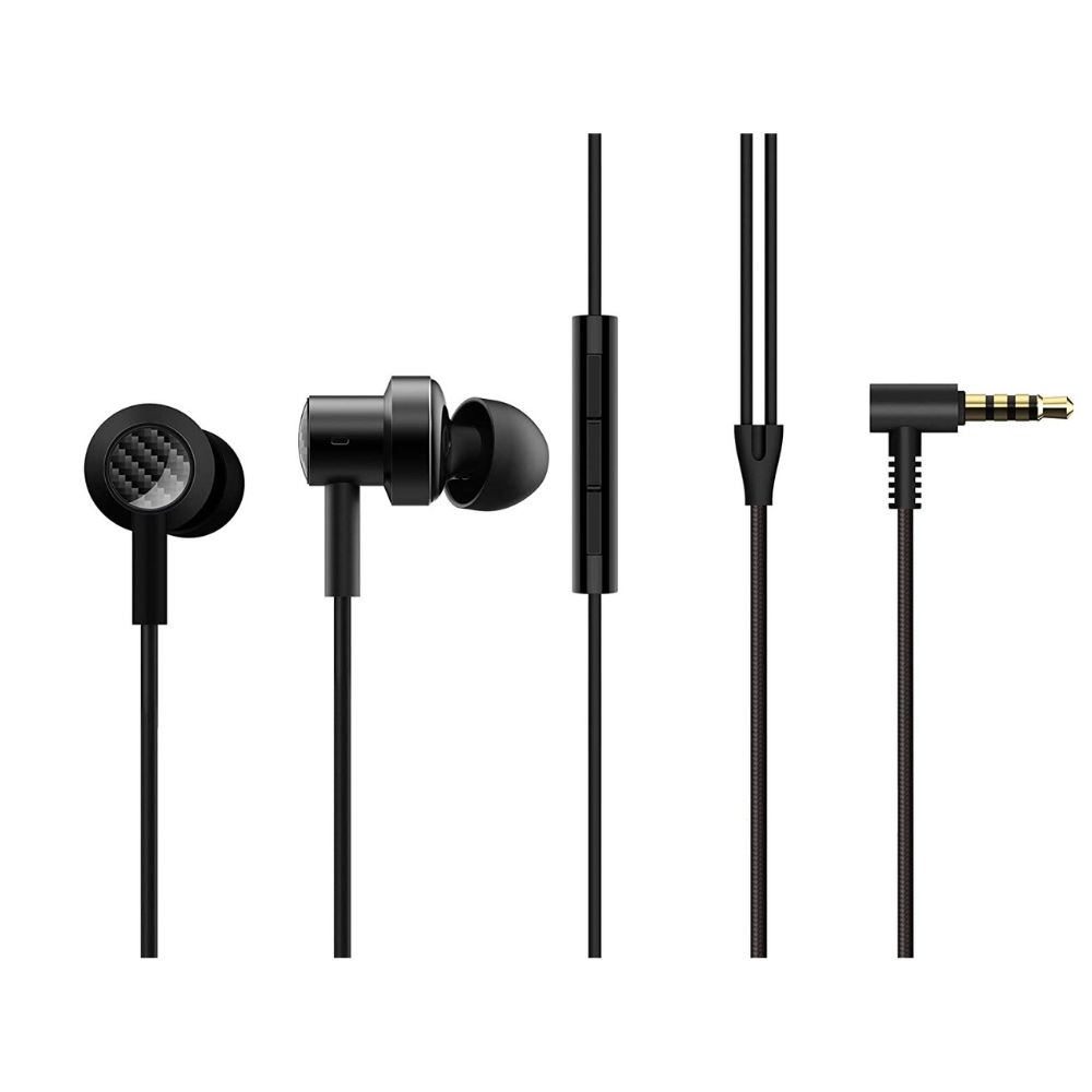 Mi Dual Driver in-Ear Earphones with Magnetic Earbuds Passive Noise Cancellation Tangle-Free Braided Cable Black
