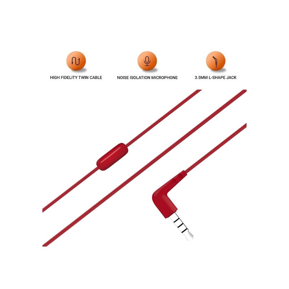 JBL C50HI Wired in Ear Earphones with Mic Red