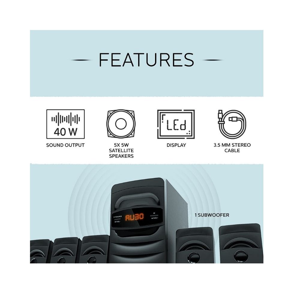 Philips SPA5128B94 40 W Bluetooth Home Theatre Black 51 Channel