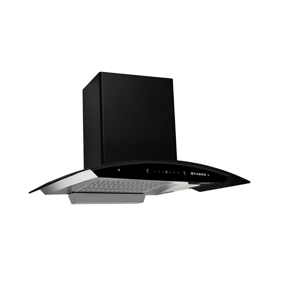Faber 90 cm 1200 mhr Auto-Clean curved glass Kitchen Chimney HOOD SUNNY HC SC BK 90 Filterless technology  Touch Control
