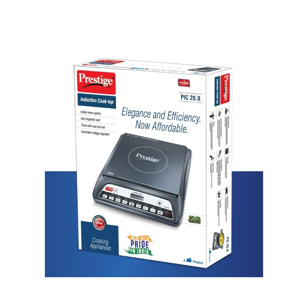 Prestige PIC 20 1600 Watt Induction Cooktop with Push button Black