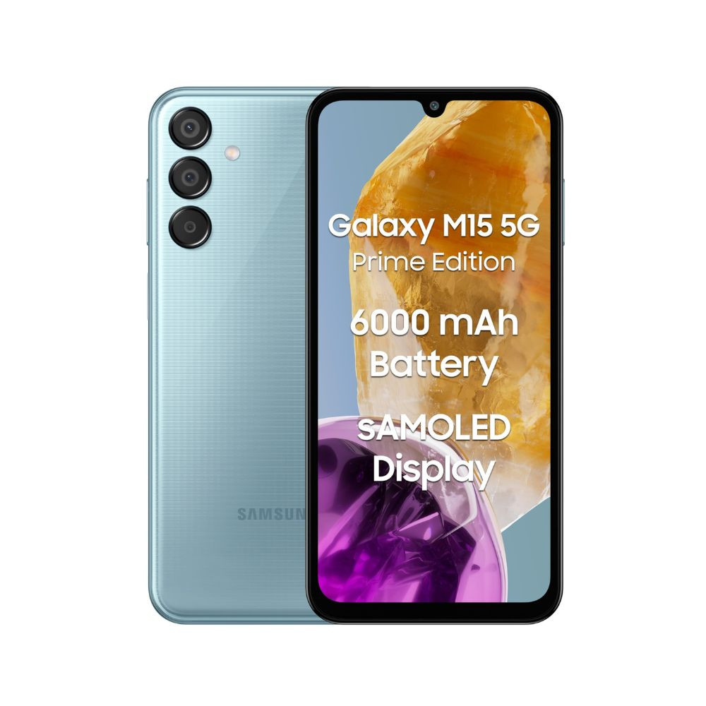 Samsung Galaxy M15 5G Prime Edition Celestial Blue6GB RAM128GB Storage Super AMOLED Display 50MP Triple Cam 6000mAh Battery MediaTek Dimensity 6100 4 Gen OS Upgrade  5 Year Security Update