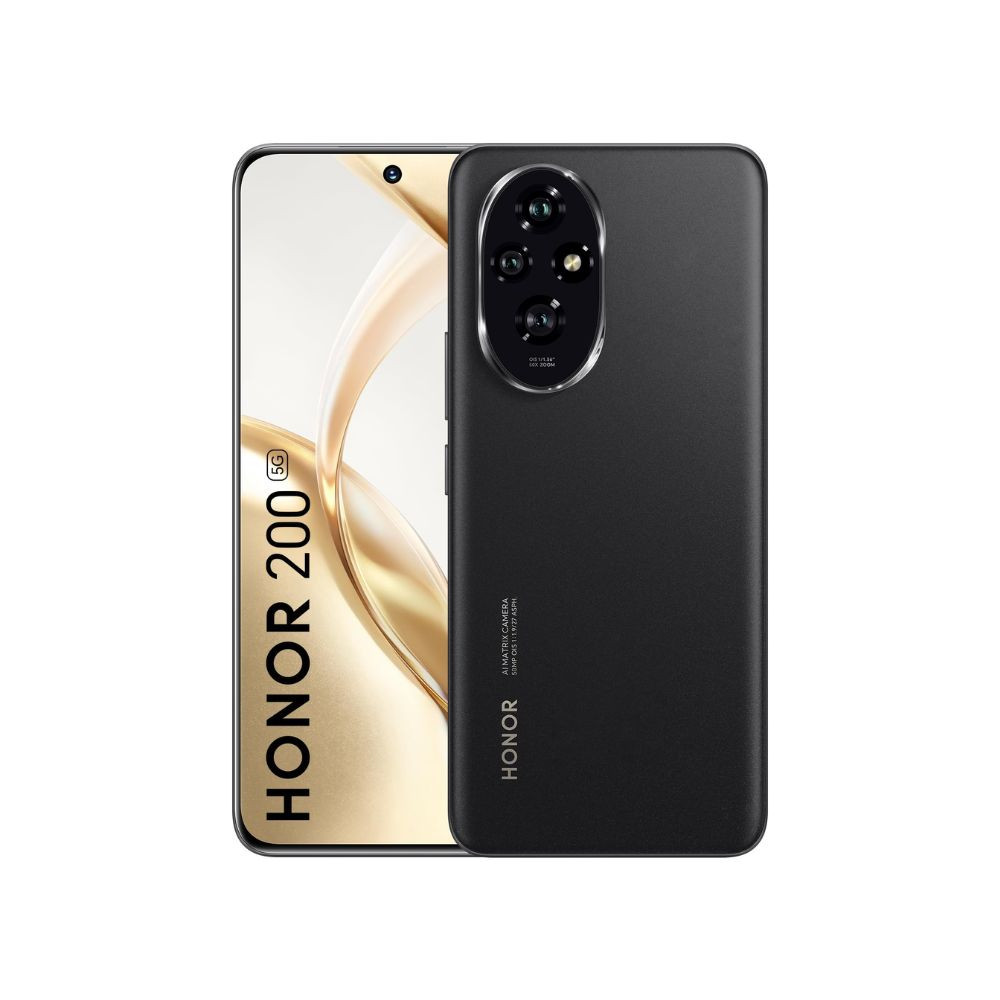 HONOR 200 5G Black 8GB  256GB  Quad-Curved AMOLED Display  Dual OIS Triple Camera - 50MP  50MP  12MP Camera  50MP Selfie Camera  AI-Powered MagicOS 90  Without Charger