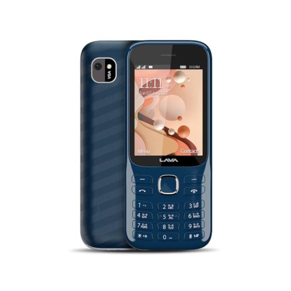 Lava Gem 2025 Dual Sim Keypad Phone 28 Display Camera Flash 2575mAh Smart AI Powerful Battery Wireless FM Recording Stereo Speakers Call Recording Blue Chrome