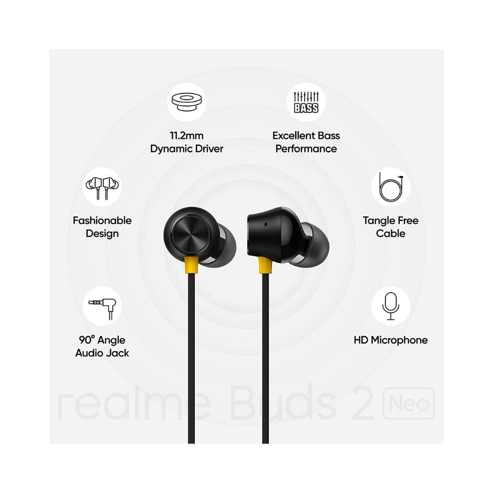 Realme Buds 2 Neo Wired in Ear Earphones with Mic Black