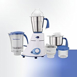 Preethi Blue Leaf Platinum MG 139 mixer grinder 750 watt White 4 jars - Super Extractor juicer Jar Storage Air-Tight Container FBT motor with 5yr Warranty Lifelong Free Service Standard