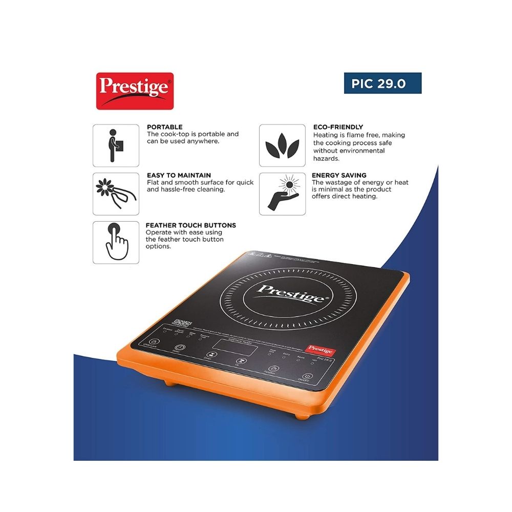 Prestige PIC 290 Induction CooktopOrange Black Touch Panel