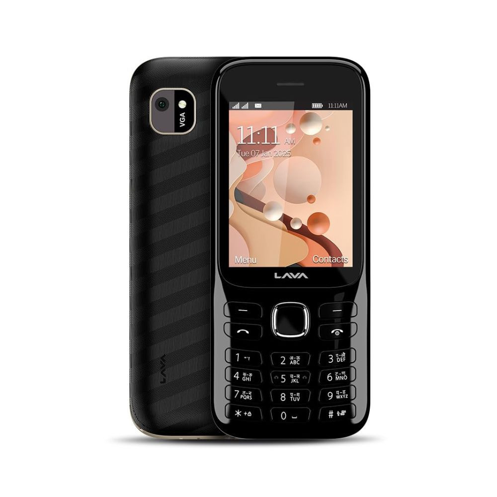 Lava Gem 2025 Dual Sim Keypad Phone 28 Display Camera Flash 2575mAh Smart AI Powerful Battery Wireless FM Recording Stereo Speakers Call Recording Black Gold