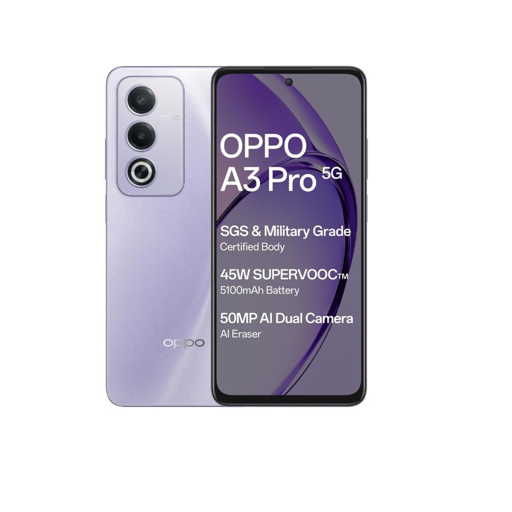 OPPO A3 Pro 5G Moonlight Purple 8GB RAM 128GB Storage667 HD 120Hz Refresh Rate Screen 45W SUPERVOOCwith No Cost EMIAdditional Exchange Offers