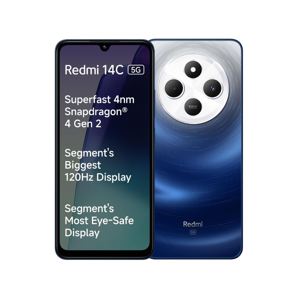 Redmi 14C 5G Starlight Blue 6GB RAM 128GB Storage Superfast 4nm Snapdragon 4 Gen 2 120Hz 1747cm 688 Display 5160mAh Battery 50MP Dual Camera Premium Starlight Design