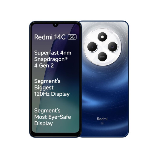 Image of Redmi 14C 5G (Starlight Blue, 6GB RAM, 128GB Storage) | Superfast 4nm Snapdragon 4 Gen 2 | 120Hz 17.47cm (6.88”) Display | 5160mAh Battery | 50MP Dual Camera | Premium Starlight Design