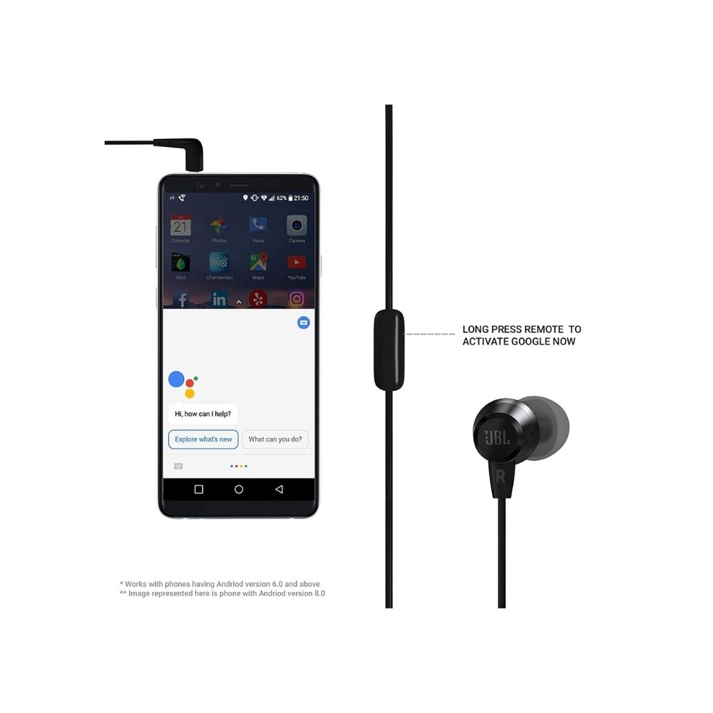 JBL C50HI Wired in Ear Earphones with Mic Black