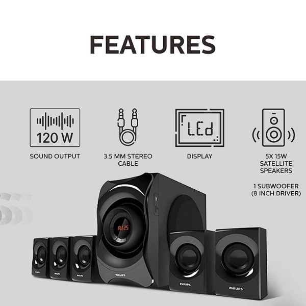 Philips SPA8000B94 120 W Bluetooth Home TheatreBlack 51 Channel