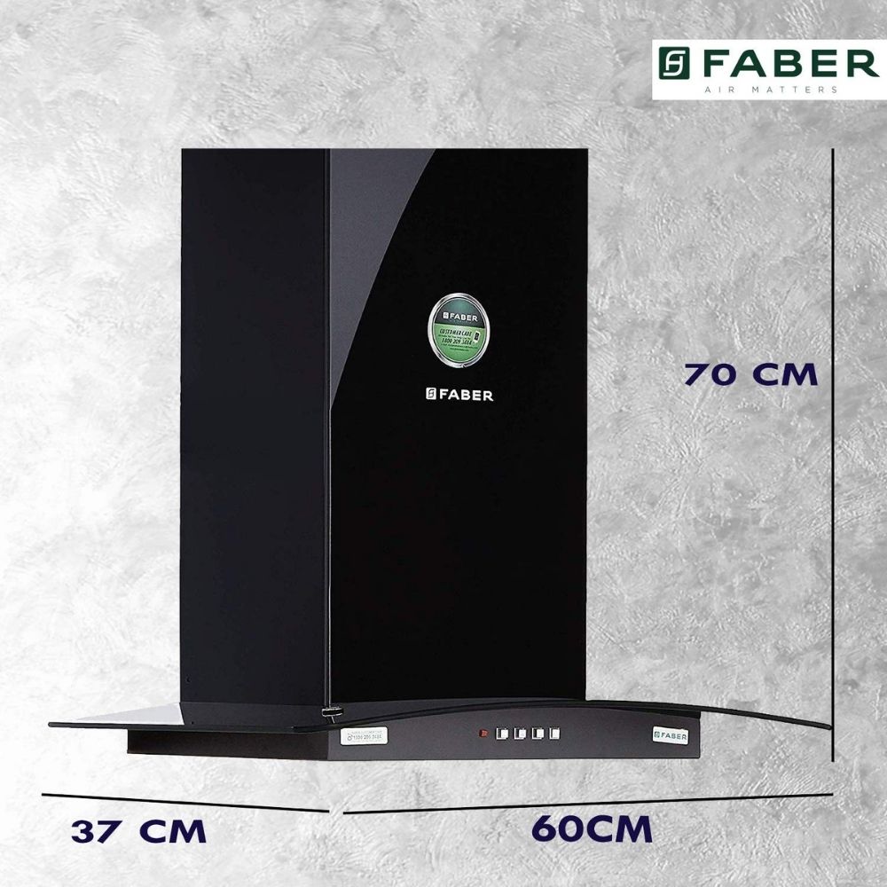 Faber 60 cm 1000 mHR Curved Glass Kitchen Chimney HOOD PRETTY PLUS PRO BK PB LTW 60 1 Baffle Filter Black
