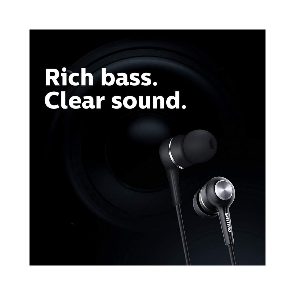 Philips Audio SHE1515BK94 Upbeat Wired in Ear Earphone with Mic Black