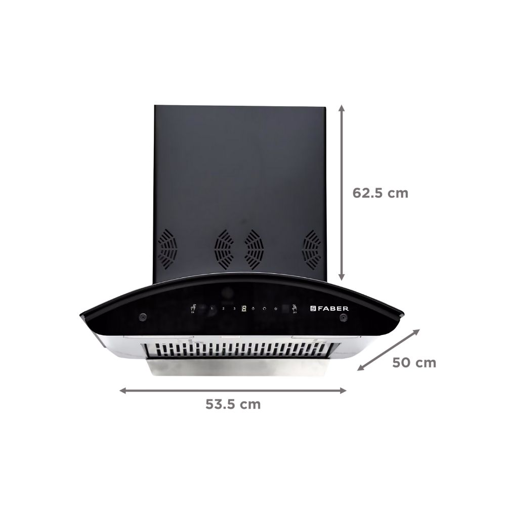 Faber Hood Wall Mounted Chimney Black CREST 3D PLUS IND HC SC BK 60