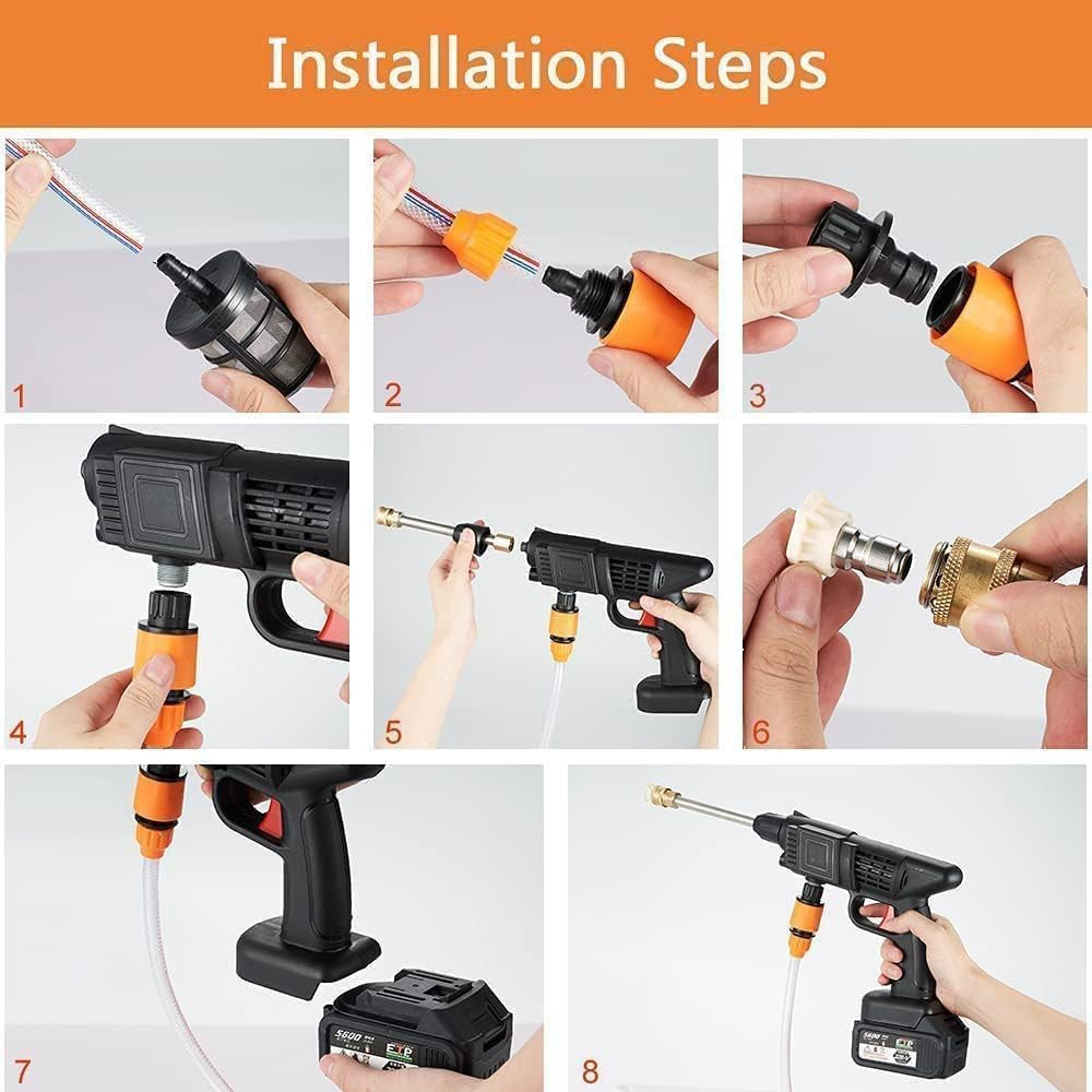 48V Portable Pressure Washer with Rechargeable Battery12000mah Cordless Pressure Washer Gun Cordless Power Washer Gun Handheld Pressure Washer for Car Floor Cleaning Car Washer Gun Single Battery