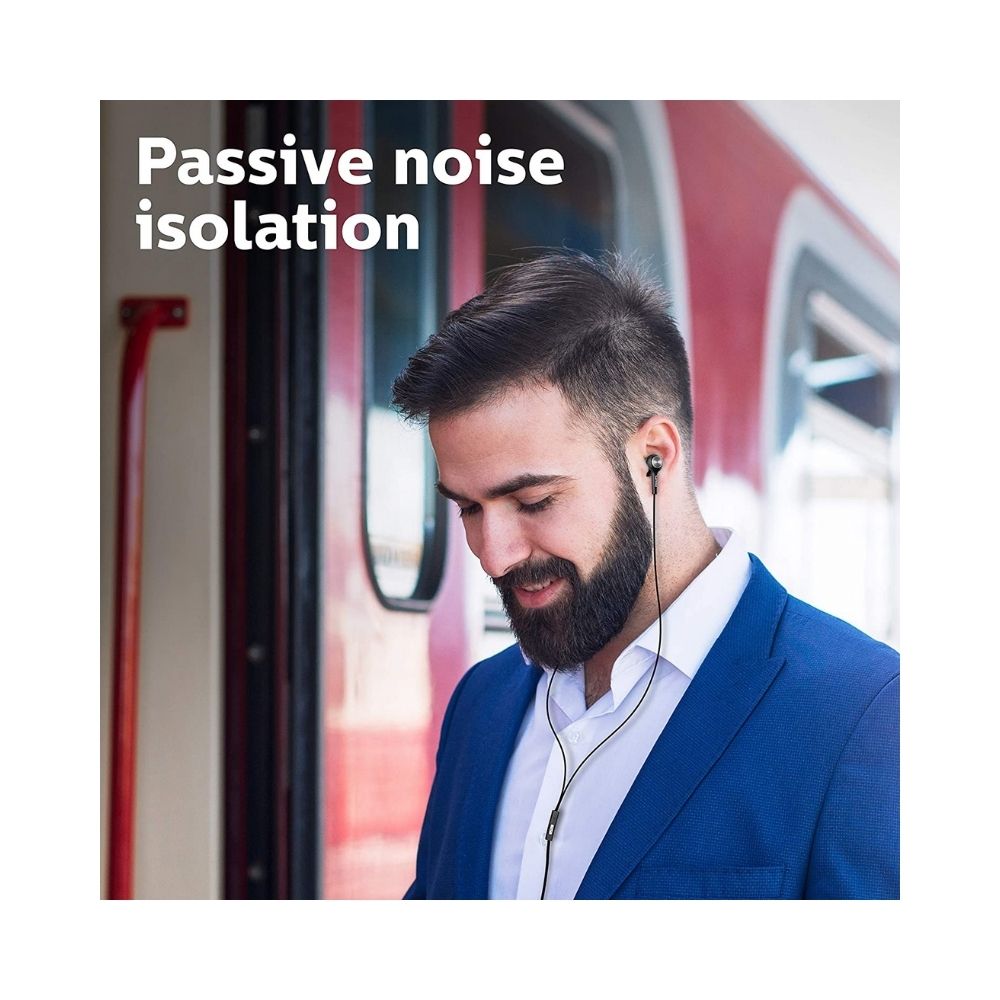 Philips Audio SHE1515BK94 Upbeat Wired in Ear Earphone with Mic Black