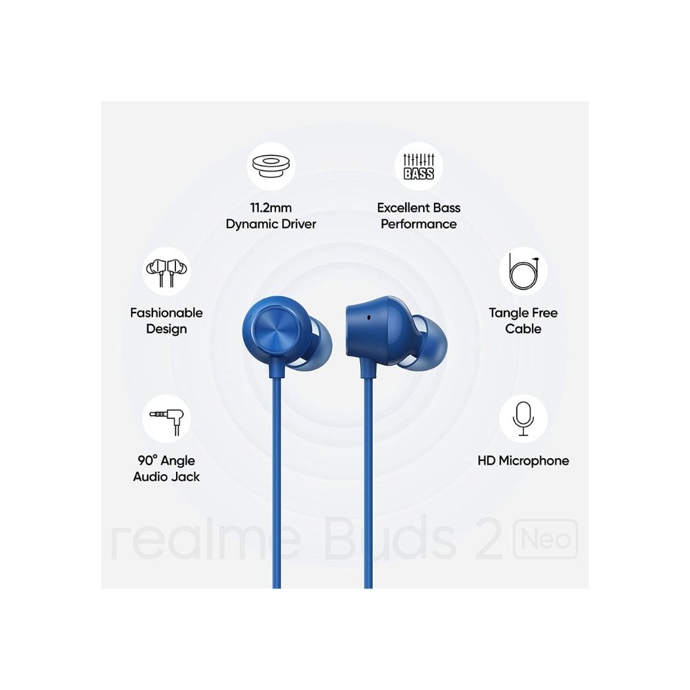 Realme Buds 2 Neo Wired in Ear Earphones with Mic Blue