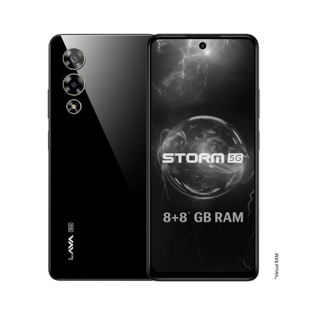 Lava Storm 5G Thunder Black 8GB RAM 128GB ROM Powerful MediaTek Dimensity 6080 Processor 50MP Ultrawide Rear16MP Front Camera No Bloatware Segments Most Affordable 5G Smartphone on Amazon