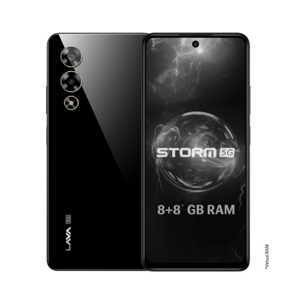 Image of Lava Storm 5G (Thunder Black, 8GB RAM, 128GB ROM) | Powerful MediaTek Dimensity 6080 Processor | 50MP Ultrawide Rear+16MP Front Camera |No Bloatware | Segment's Most Affordable 5G Smartphone on Amazon