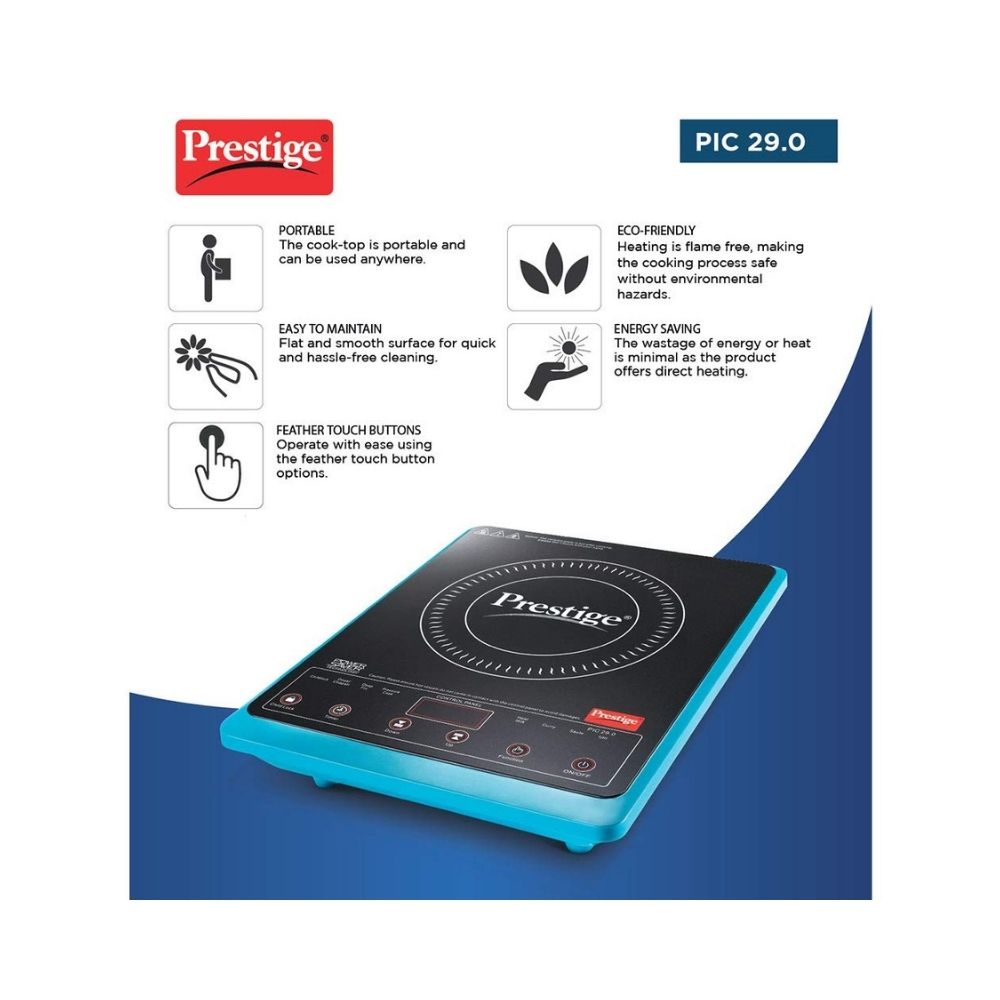 Prestige PIC 290 41959 Induction CooktopBlue Black Push Button