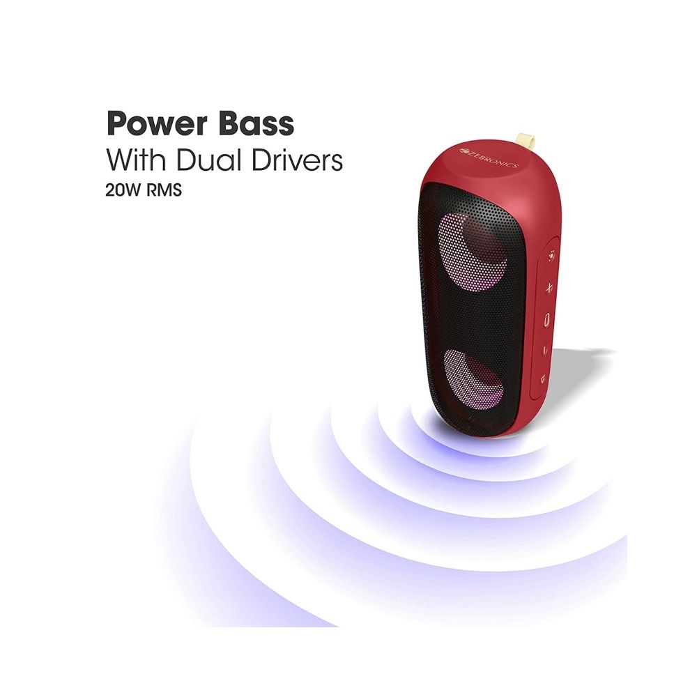 Zebronics Zeb-Music Bomb X Wireless 20W Portable Speaker Red