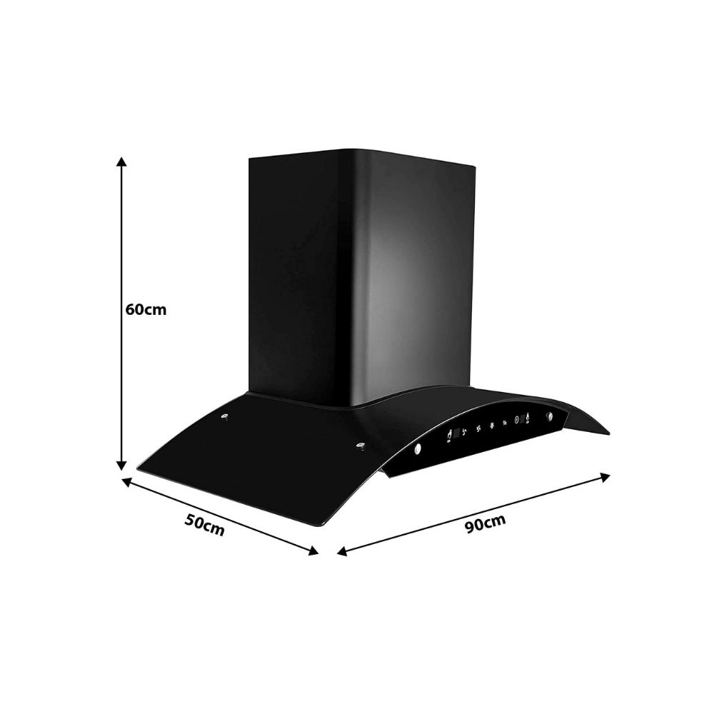 Faber 90 cm 1200 mhr Auto-Clean curved glass Kitchen Chimney HOOD SUNNY HC SC BK 90 Filterless technology  Touch Control
