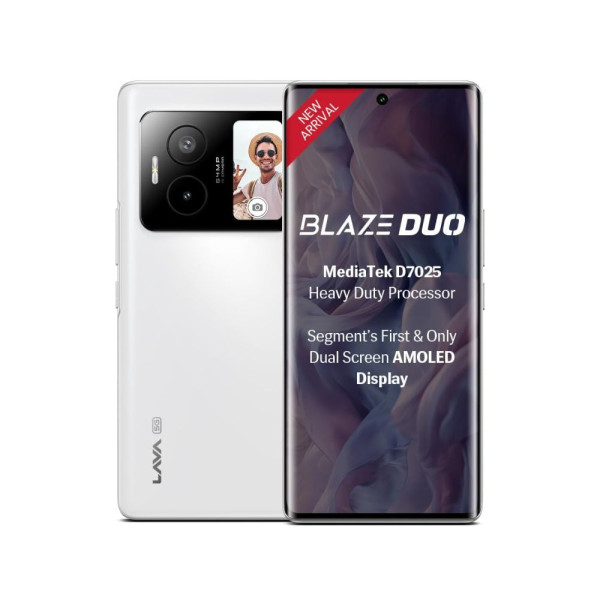 Image of Lava Blaze Duo 5G (Artic White, 6GB RAM, 128GB Storage) |Segment's First Secondary Screen|120 Hz Curved Amoled Display | 64 MP Camera (Sony Sensor) | MediaTek Dimensity 7025 Processor